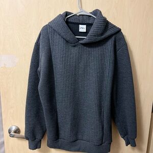 Zara Gray Cozy Ribbed Sweater with Turtleneck